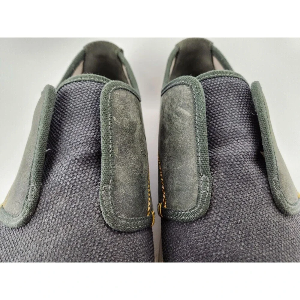 Ahnu North Beach Leather Canvas Slip-On Loafer Sneakers Gray Green COMFY Mens 11